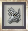 Couples hands cast with wedding ring detail